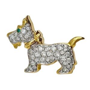 Vintage Signed Swavorski Crystal Terrier Dog Brooch/Pin